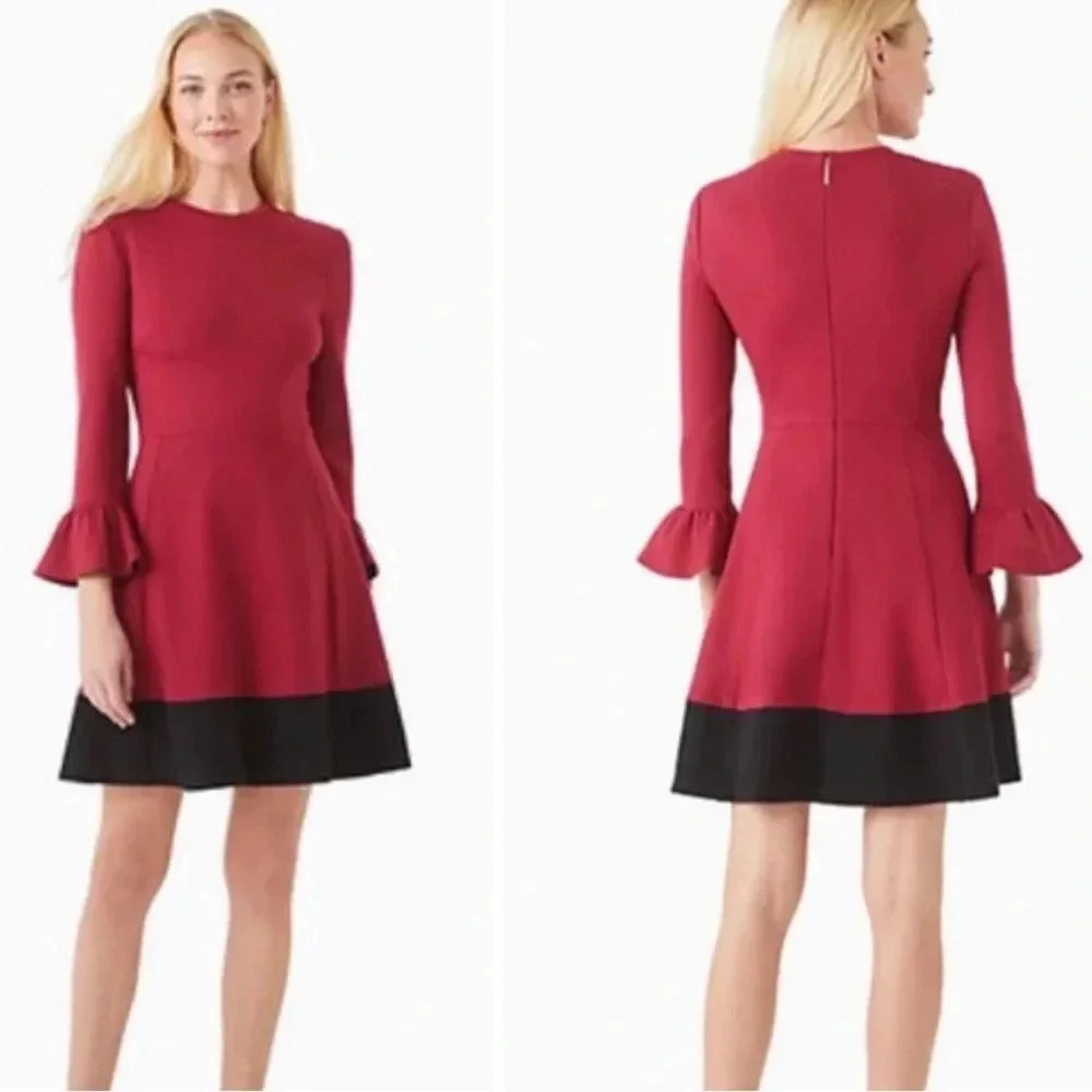 Kate Spade Color-block Bell Sleeve Ponte Dress NWT